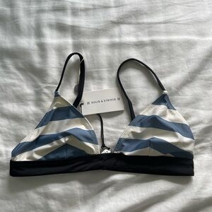NWT - Solid & Striped Bikini Top